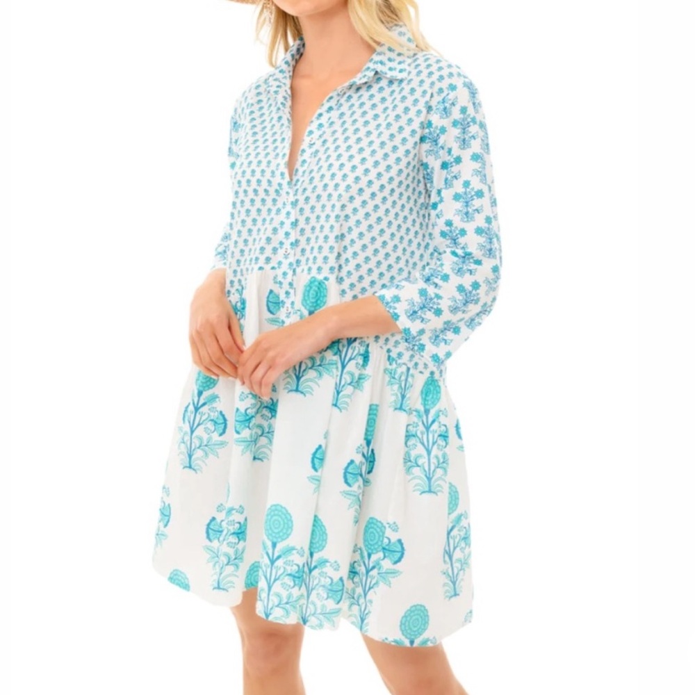 Tuckernuck Ro’s Garden Deauville Cotton Drop Waist Button Up Dress, Size XS